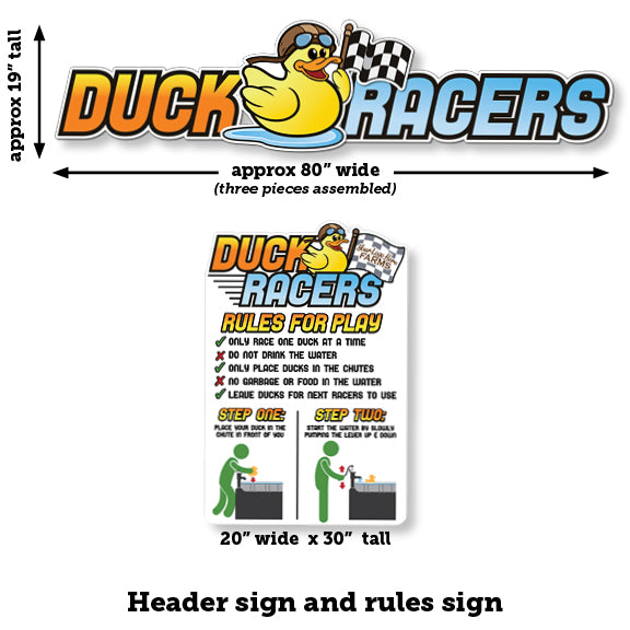 'Duck Racers' Header and Rules signs